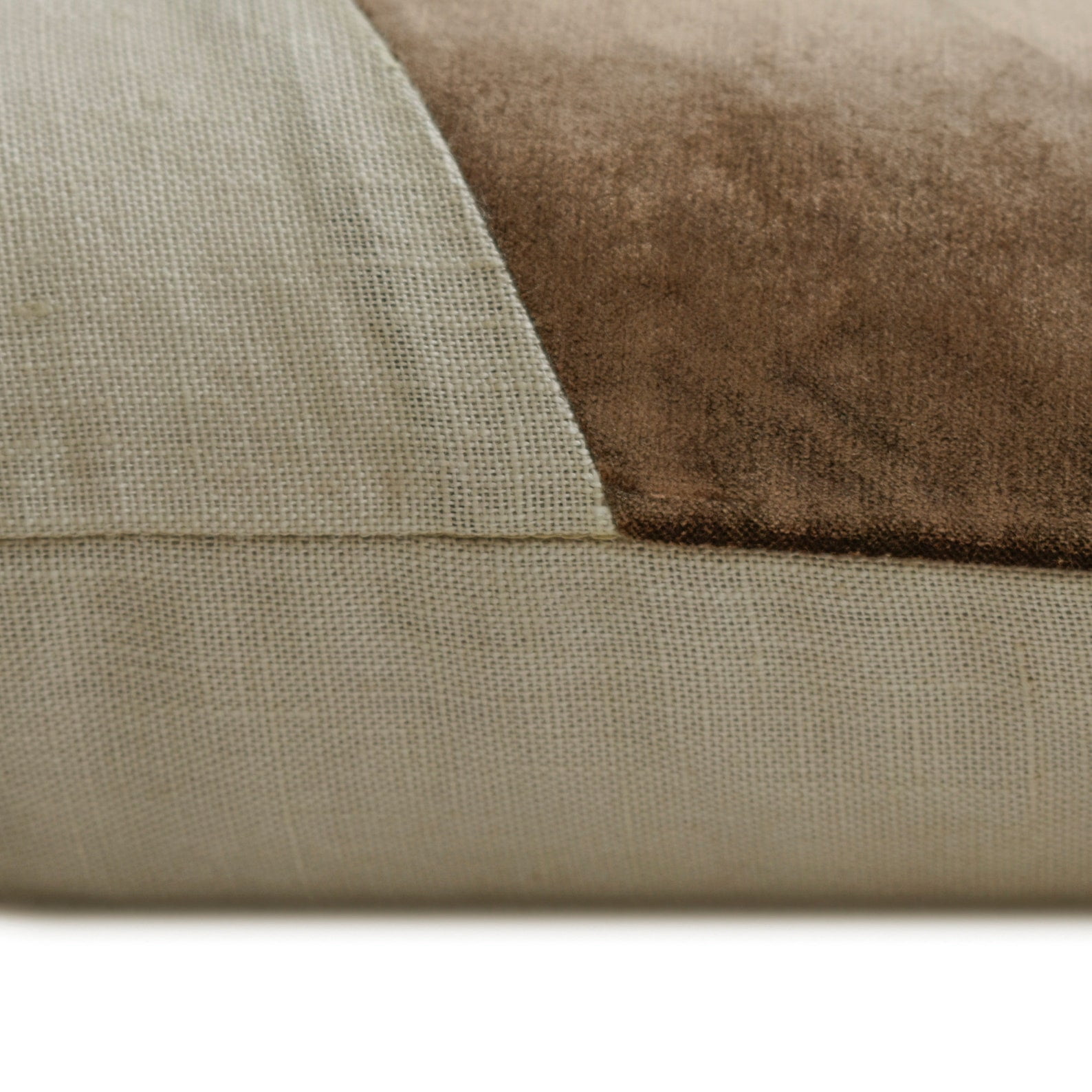 Decorative Brown 12"x26" (30x65 cm) Lumbar Pillow Cover, Velvet Patchwork & Color Blocking Oblong Pillow, Patchwork Pattern Modern Style - Velutinous Brown