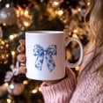thumbnail image 4 of Chinoiserie Floral Bows Coffee Tea Mugs, Coquette Grandmillennial Bows Ceramic Coffee Mug, Vintage Blue Coffee Cup, 11oz Ceramic Cup White, 4 of 6