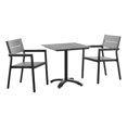 thumbnail image 1 of Modway Maine 3-Piece Modern Aluminum Patio Dining Set in Brown/Gray, 1 of 5
