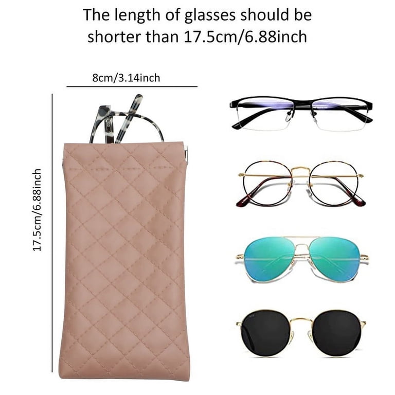 Soft PU Leather Sunglasses Case Portable Glasses Pouch with Strap Qocolhg Glasses Case Soft, Portable Leather Sunglasses Bag  main image 4