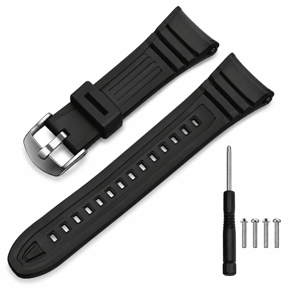AURENIX Replacement Watch Strap Band Compatible with Men'S W-96H Sport Watch Band Black Rubber Strap Smart Watch Bands