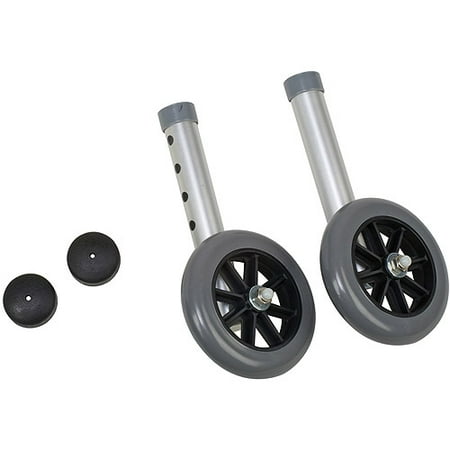 DMI Walker Wheels with Glide Cap Kits, Silver