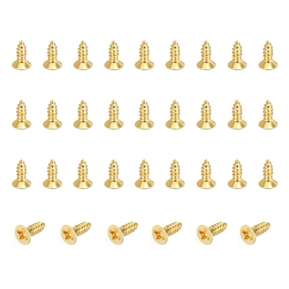 36 Pcs Brass Screws, M3 x 8mm Solid Phillips Flat Head Self-Tapping Wood Screw Fasteners for Woodworking Furniture Repair Photo Frame Drywall Home Appliances