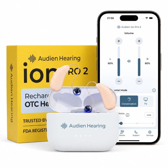 Audien Ion Pro 2 Advanced OTC Hearing Aids for Seniors & Adults