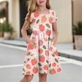 thumbnail image 2 of Robe à Manches Courtes pour Filles avec Imprimé Tissu Doux Col Rond Coupe Décontractée avec Poches Latérales pour Enfants Usage Quotidien, 2 of 4