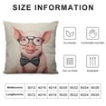 thumbnail image 6 of PIKWEEK  Funny Piggy Throw Pillow Cover Lovely Pink Pig Rustic Farm Animals Wearing Glasses Bow Knot Square Pillow Case Cushion Cover for Home Car Decorative 2pc, 6 of 6