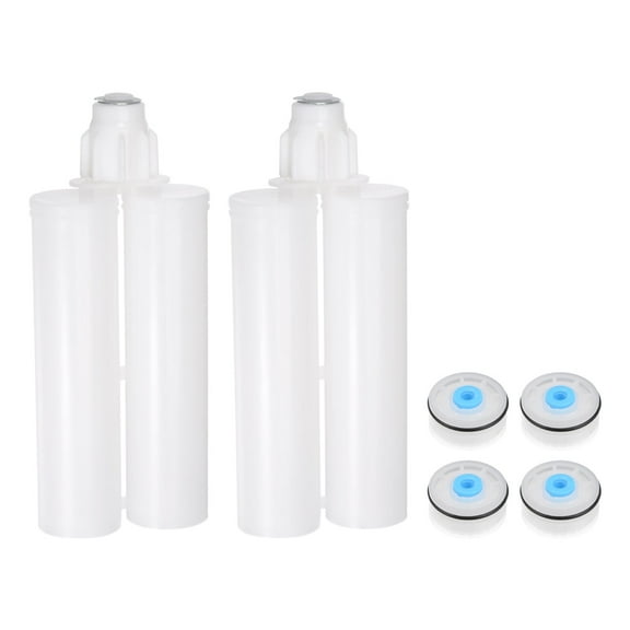 Uxcell 2 Pack Epoxy Gun Adhesive Cartridge, 192mm Plastic Dual Glue Cartridge with Gray Piston for 200ml/6.8oz 1:1