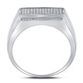 thumbnail image 3 of Sterling Silver Mens Round Diamond Rectangle Cluster Fashion Ring 1/3 Cttw, 3 of 4