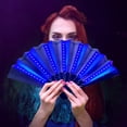 thumbnail image 4 of RKZDSR Luminous LED Handheld Dance Fan - Folding Silk Fan for Performances and Parties - Blue, Lightweight Portable Accessory - 60x33x1.18in, 4 of 8
