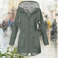 thumbnail image 2 of gakvbuo Women Solid Color Rain Jacket Outdoor Hooded Windproof Loose With Pocket Coat, 2 of 6