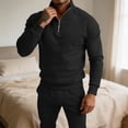 thumbnail image 5 of LEKWK Tracksuit Men 2 Piece Outfit Quarter Zip Mock Neck Sweatshirt and Jogger Sweatpants Athletic Fall Winter Gym Sweatsuits Matching Sets, 5 of 6