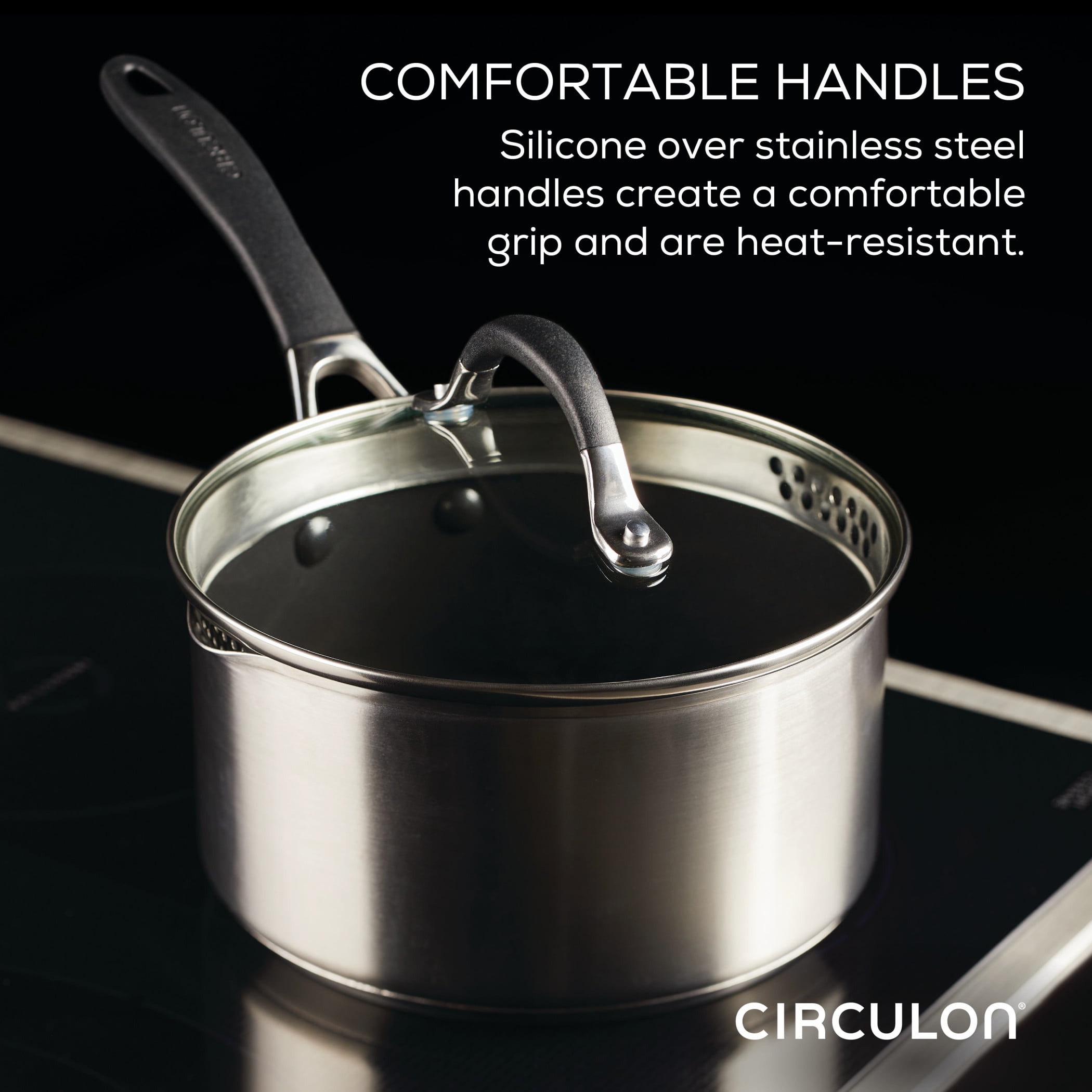 Crate & Barrel EvenCook Core 3.5 Qt. Stainless Steel Saucepan with Glass Straining  Lid + Reviews