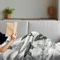 thumbnail image 3 of Butterfly Soft Flannel Fleece Blanket, Spring Arrangement of Hand Drawn Butterflies Modern Realistic Artwork, Cozy Plush for Indoor and Outdoor Use, 60" x 80", Black Grey and White, by Ambesonne, 3 of 5