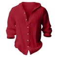 thumbnail image 4 of EnJoCho Boys Button Down Shirt Boys Linen Shirts Button Up Cotton School Hooded Dress Shirts Teens Long Sleeve Lightweight Summer Beach Plain Tees, 4 of 4