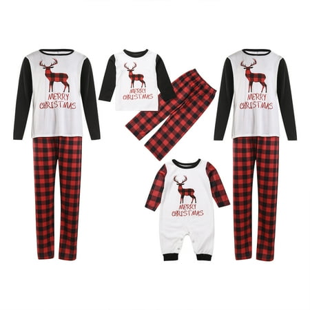 

Yinyinxull Matching Family Pajamas Sets Long Sleeve Christmas Reindeer Plaid Pjs Striped Kids Holiday Sleepwear Homewear