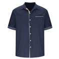 thumbnail image 4 of PNTUTB Summer Men's Fashion Printed Patchwork Casual Loose Comfort Collared Button Front Short Sleeve Top with Pockets, 4 of 6