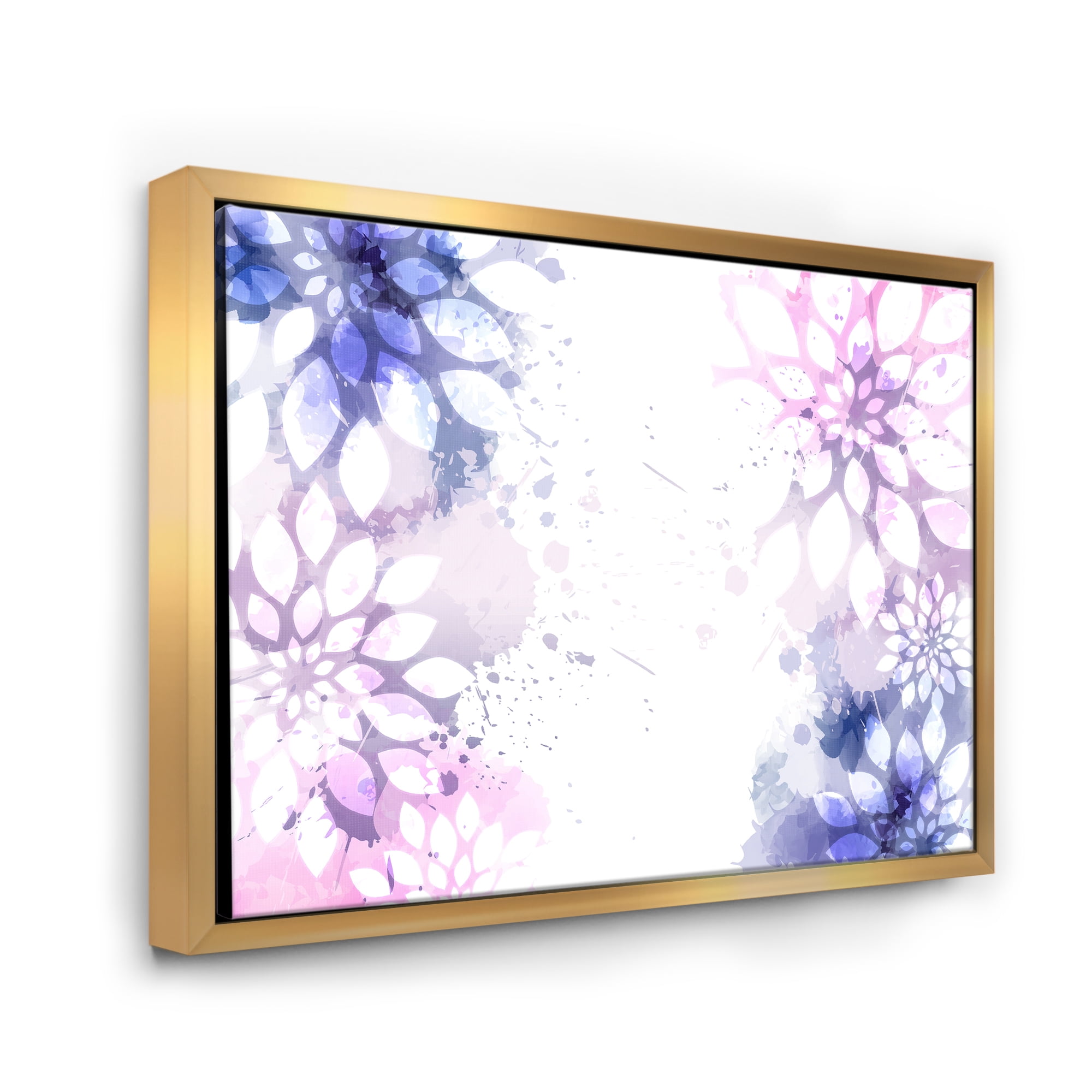 Pink and Purple Abstract With Colorful Splashes II 32 in x 16 in Framed Painting Canvas Art Print, by Designart