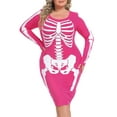 thumbnail image 4 of HDE Plus Size Skeleton Dress Stretchy Long Sleeve Halloween Costume Hot Pink 4X, 4 of 6