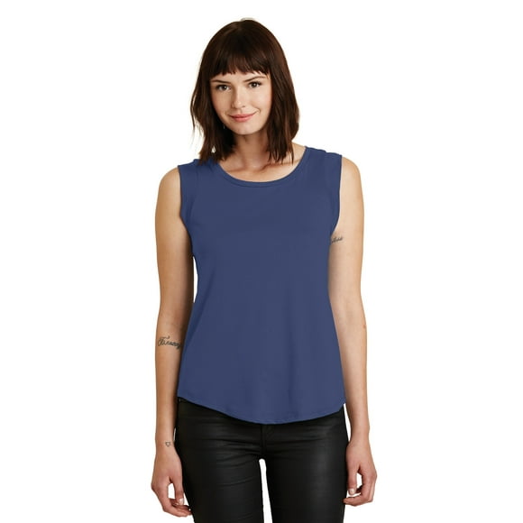 Playera de cuello redondo de satén con mangas casquillo para mujer de Alternative, azul marino, XX-Large Ropa alternativa 04013C1-NY-2XL