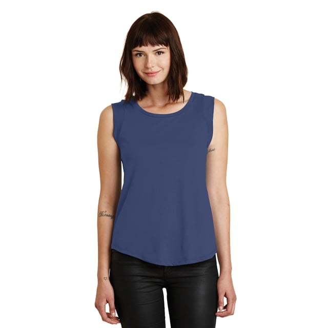 Playera de cuello redondo de satén con mangas casquillo para mujer de Alternative, azul marino, XX-Large Ropa alternativa 04013C1-NY-2XL