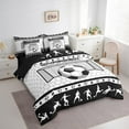 thumbnail image 3 of Manfei Soccer Print Bedding Comforter Set 7 Pieces for Boys Girls, Football Sport Full Bedding Set, Geometry Honeycomb Fitted Sheet Flat Sheet, Microfiber Room Decor, 3 of 8