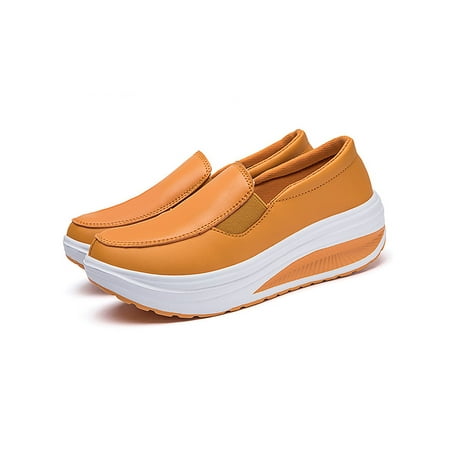 

Bellella Womens Nurse Shoe Wedge Casual Shoes Platform Loafers Low Top Driving Work Yellow 8