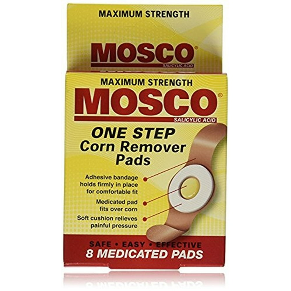 MOSCO One Step Corn Remover Pads, Max Strength, 8 Medicated Pads 2 Pack