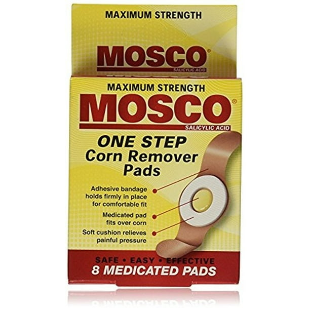 MOSCO One Step Corn Remover Pads, Max Strength, 8 Medicated Pads 2 Pack