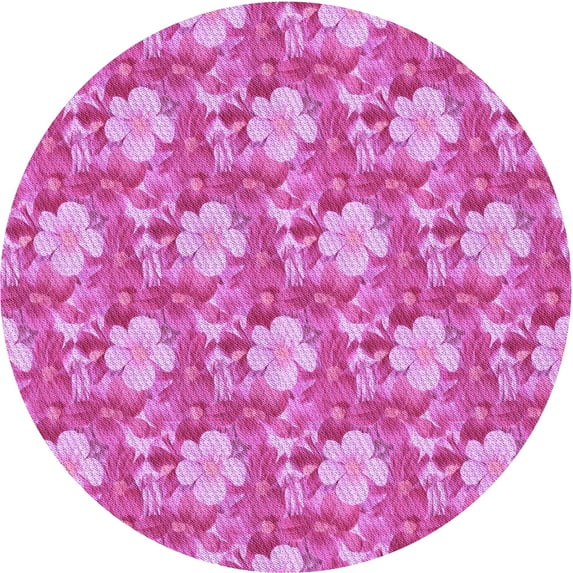 Ahgly Company Machine Washable Indoor Round Transitional Violet Purple Area Rugs, 7' Round