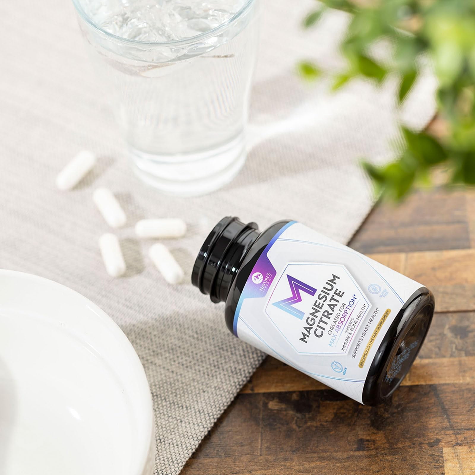 Magnesium Citrate Capsules - Max Absorption Magnesium Powder - Muscle, Bone, Nerve & Heart Health Support - Premium Formula is Powerful & Gentle for Women & Men - Bottled in USA - 60 Capsules
