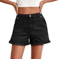 thumbnail image 2 of Only Moment Women's Summer Sweat Shorts Polyester,Cotton High Waisted Summer Workout Lounge Shorts with Pockets High Waisted Jean Shorts Wowomen Black,XL, 2 of 7