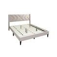 thumbnail image 3 of Light Pink Velvet Queen Bed Frame - Modern Upholstered Platform Bed, Clean Lines Design, Bedroom Furniture, Wood & Velvet, No Box Spring Needed, 3 of 11