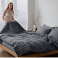 thumbnail image 6 of HIG 7‑Piece Bed in a Bag Comforter Set, Solid Light Dark Gray Vertical Channel Quilted, Soft Microfiber All‑Season Bedding with Sheets & Pillow Shams, King Size, 6 of 8