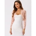 thumbnail image 3 of DARING DIVA Women's Lace Bolero Shrugs Sheer Crop Cardigan S Light Pink, 3 of 6
