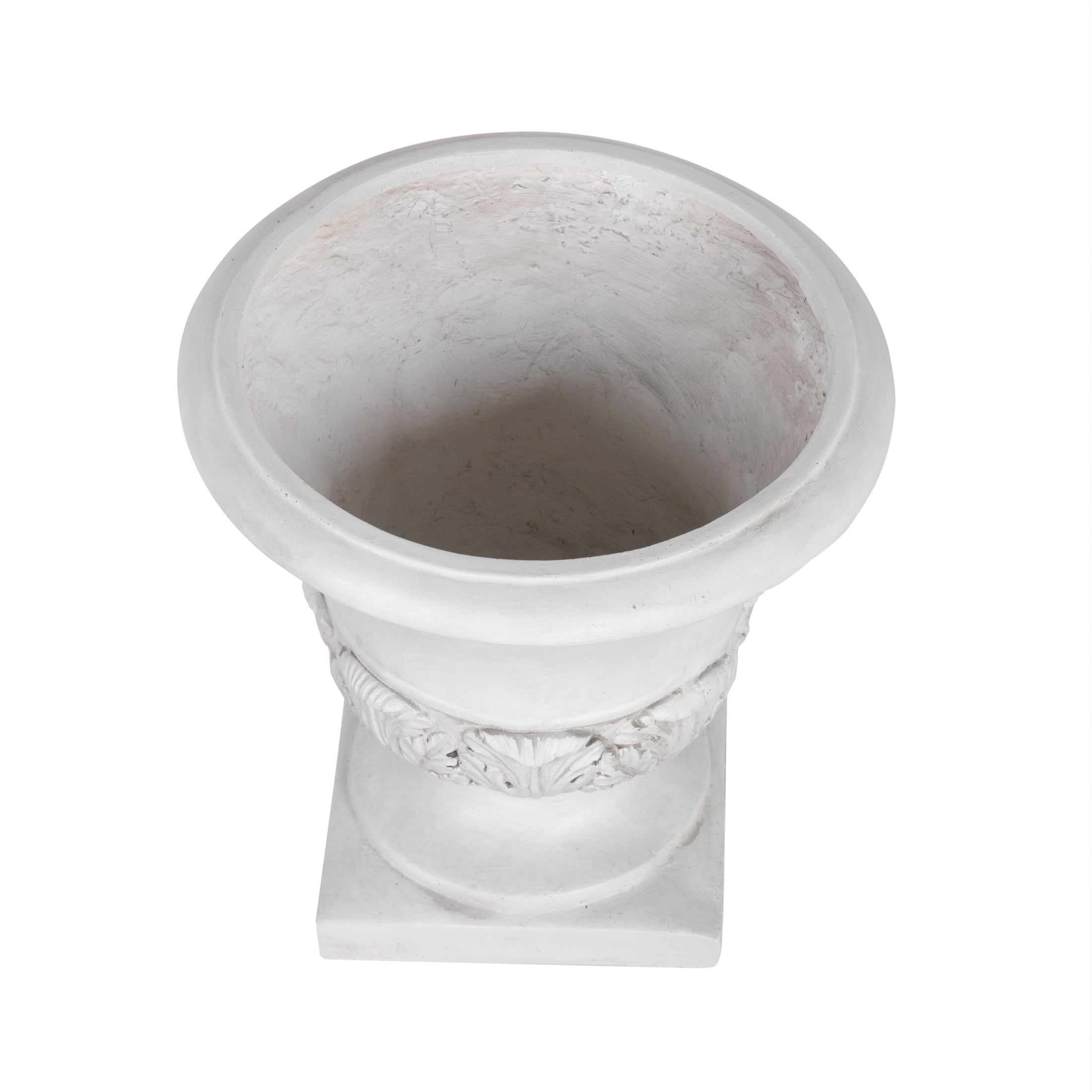 Christopher Knight Home 18" Classical Pedestal Urn Planter, Outdoor Acanthus Leaf Flower Pot, Antique White