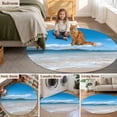 thumbnail image 6 of Summer Ocean Beach Round Area&nbsp;Rug 3.3ft Modern Blue Sky Marine Non-Slip&nbsp;Washable Circle Rugs Soft Felt Indoor Floor Mat for Bedroom Kitchen Living Room Bathroom, 6 of 9