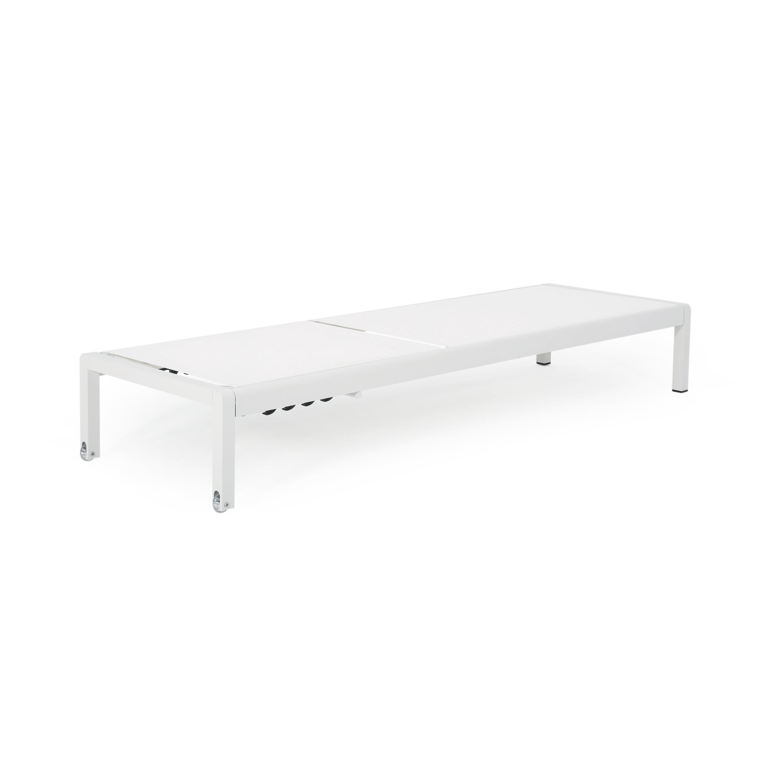 Outdoor Aluminum Mesh Single Chaise Lounge, Lightweight Poolside Rest Seat for Patio Garden, White