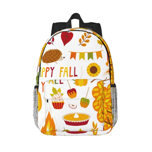 Lukts HAPPY FALL Y'ALL Pattern 15 Inch Student Backpack, Waterproof Laptop Backpack with Adjustable Shoulder Straps, Lightweight Travel, Campus Backpack, Unisex