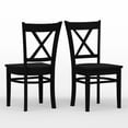 thumbnail image 2 of Cross Back Solid Wood Dining Chairs in Black (Set of 2), 2 of 4