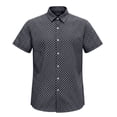 thumbnail image 4 of hlysgo Men's Stripe Shirts Regular Short Sleeve Dress Shirt Button Down Casual Summer Beach Travel Shirts Black,XL, 4 of 5