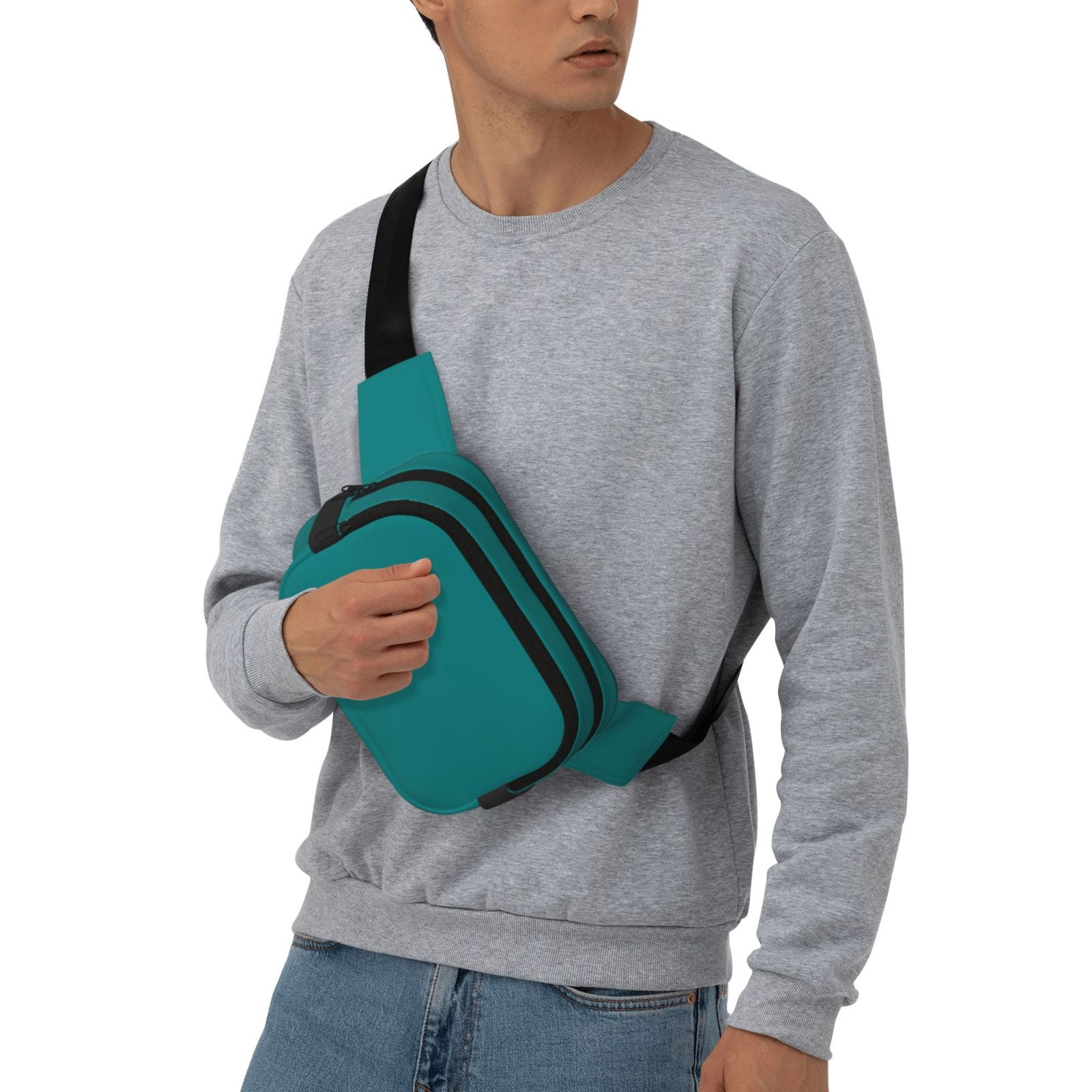 Kuqiui Teal Print Fanny Packs for Women Cross Body Waist Bag Fashionable Fanny Pack Designer Workout Hiking Waist Pack Running Travel Gym