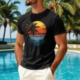 thumbnail image 2 of Sewkxo Mens Hawaiian Short Sleeve T-Shirts Graphic Crew Neck Casual Shirt Summer Beach Palm Tree Printed Vintage Tees,Black 2XL, 2 of 5