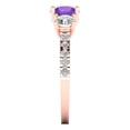 thumbnail image 3 of Three-Stone Engagement Ring for Women - 1.97ct Natural Amethyst in 18K Rose Gold Promise Ring, 3 of 6