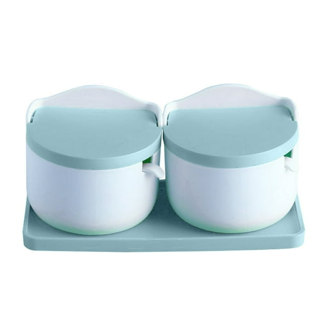 Boîte à Épices de Cuisine 2 Pcs Récipient à Assaisonnement en Plastique avec Cuillère Vert
