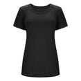 thumbnail image 5 of Basic Plain T Shirts for Women Summer Casual Short Sleeve Square Neck Lace Neckline Slim Fit Ribbed Tshirts Blouse, 5 of 5