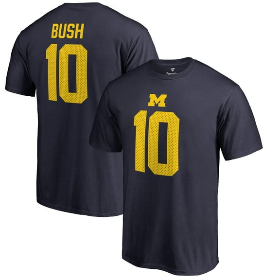 Men's Devin Bush Navy Michigan Wolverines College Legends Name & Number T-Shirt