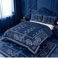 thumbnail image 3 of meiyoeat Navy Blue Paisley Duvet Cover Queen For Kids,Bohemian Exotic Style Queen Bedding For Adult,Navy Blue Reversible,3pcs(No Comforter), 3 of 6