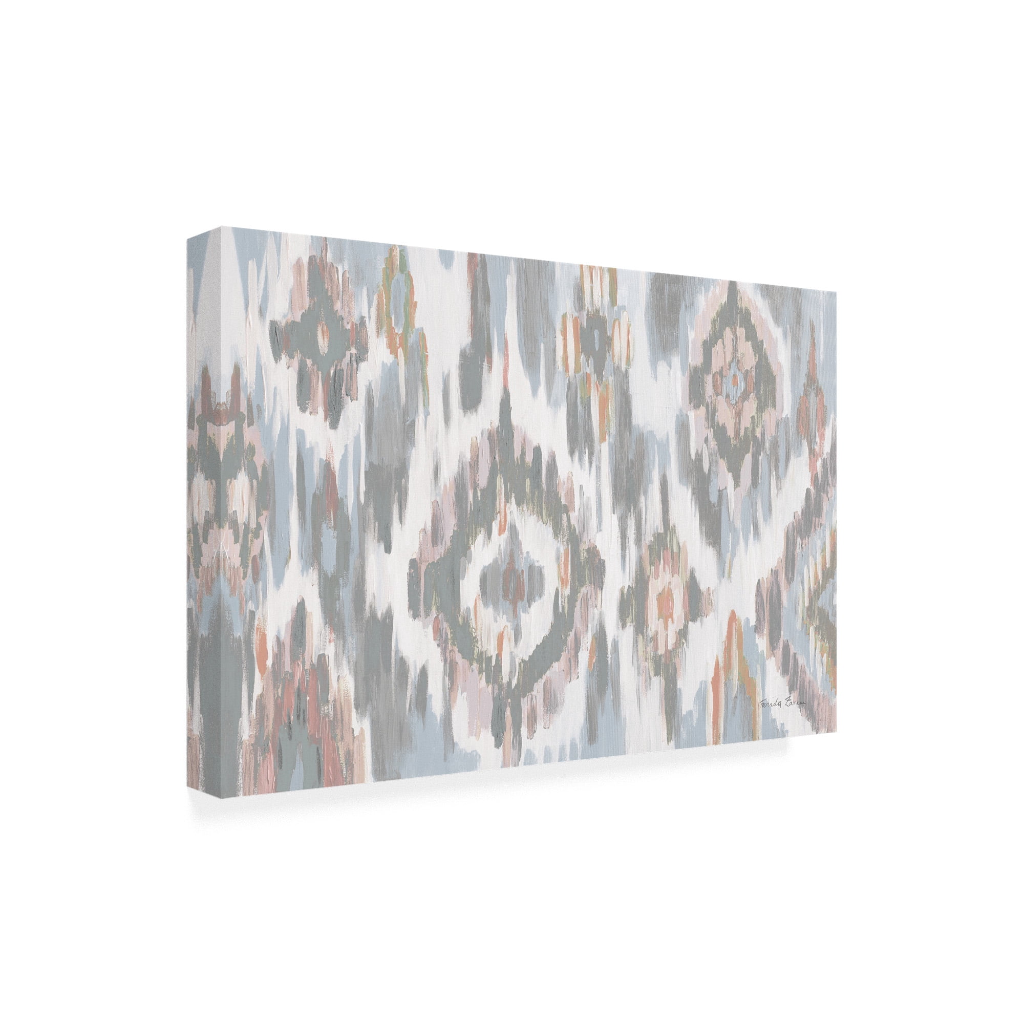 Trademark Fine Art 'Ikat Jewel I blush grey' Canvas Art by Farida Zaman
