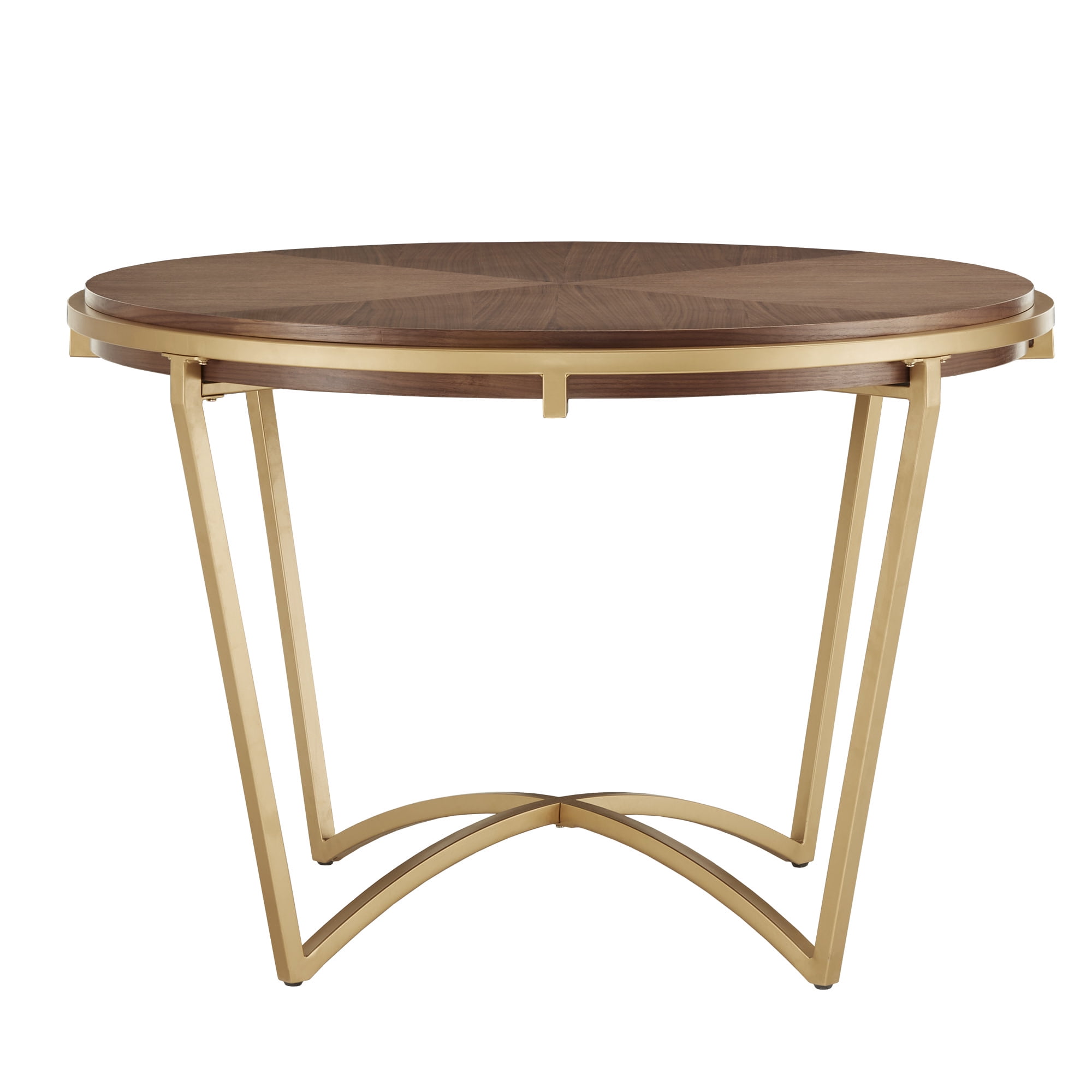 Weston Home Alannis Natural Finish Dining Table With Gold Metal Base