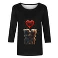 thumbnail image 4 of YUNAFFT Valentine's Print Casual T-Shirt for Women with Round Neck and Three-Quarter Sleeves Loose Fit Pullover Top, 4 of 7